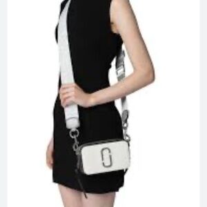 Marc Jacobs White Crossbody Camera Bag with Silver Hardware